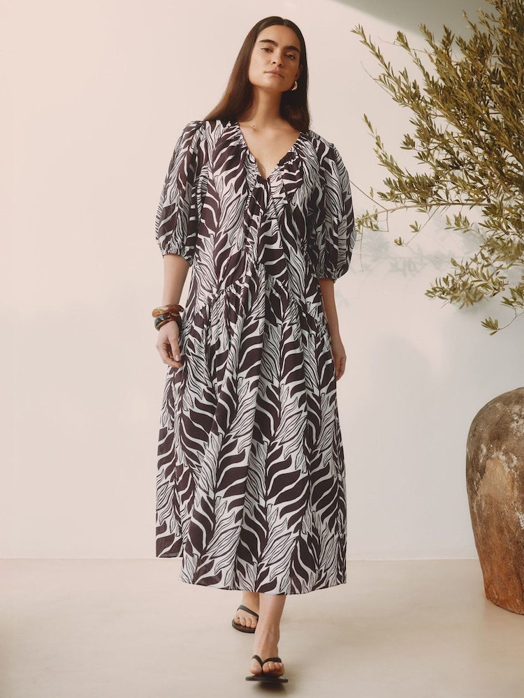 Albaray Brown Mono Palm Dress - Image 1 of 6 Albaray Brown Mono Palm Dress - Image 1 of 6