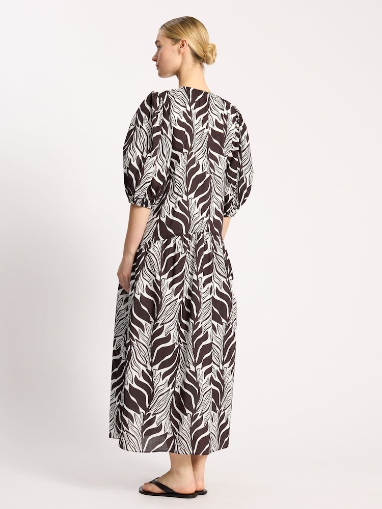 Albaray Brown Mono Palm Dress - Image 2 of 6 Albaray Brown Mono Palm Dress - Image 2 of 6