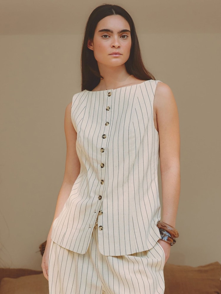 Albaray Linen Pinstripe Waistcoat - صورة 1 من 6
