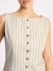 Albaray Linen Pinstripe Waistcoat - صورة 3 من 6