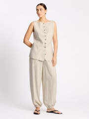 Albaray Linen Pinstripe Waistcoat - صورة 4 من 6
