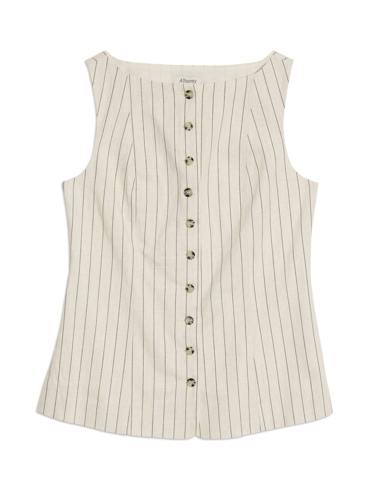 Albaray Linen Pinstripe Waistcoat - صورة 6 من 6