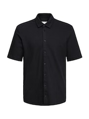 Casual Friday Black Folke Short Sleeve Pique Shirt - Image 6 of 8