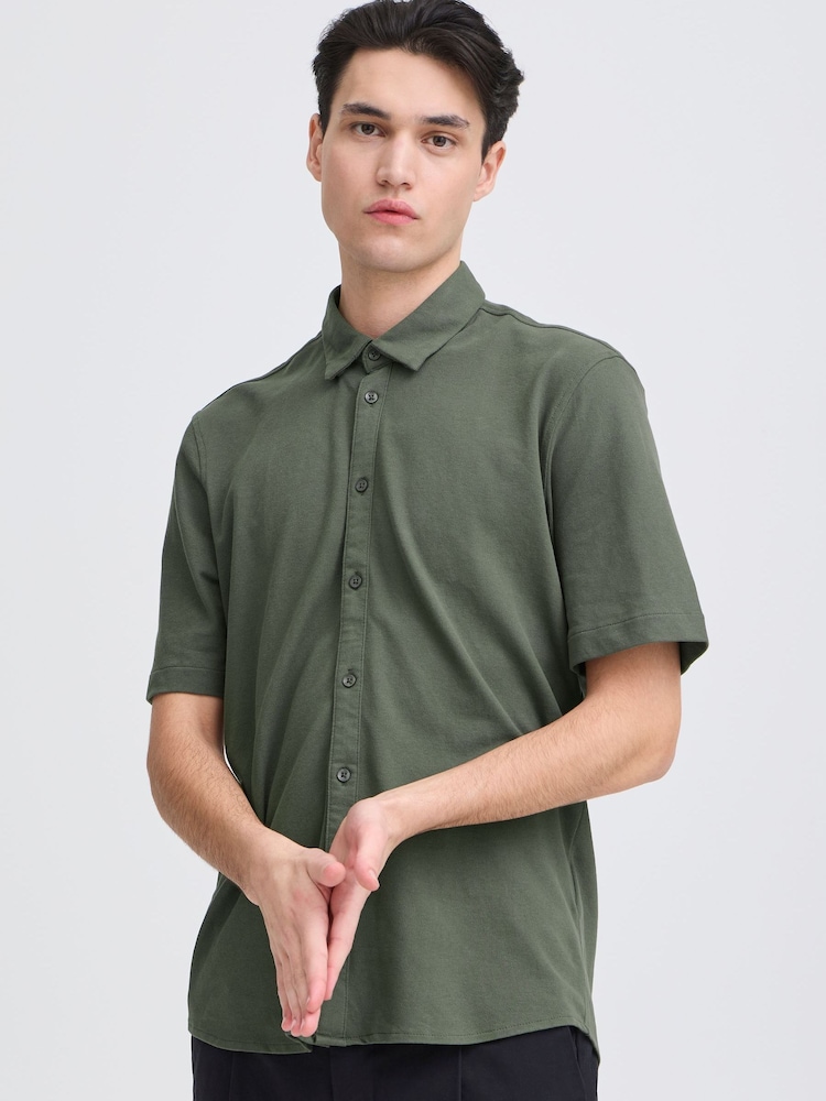 Casual Friday Green Folke Short Sleeve Pique Shirt - Image 1 of 8