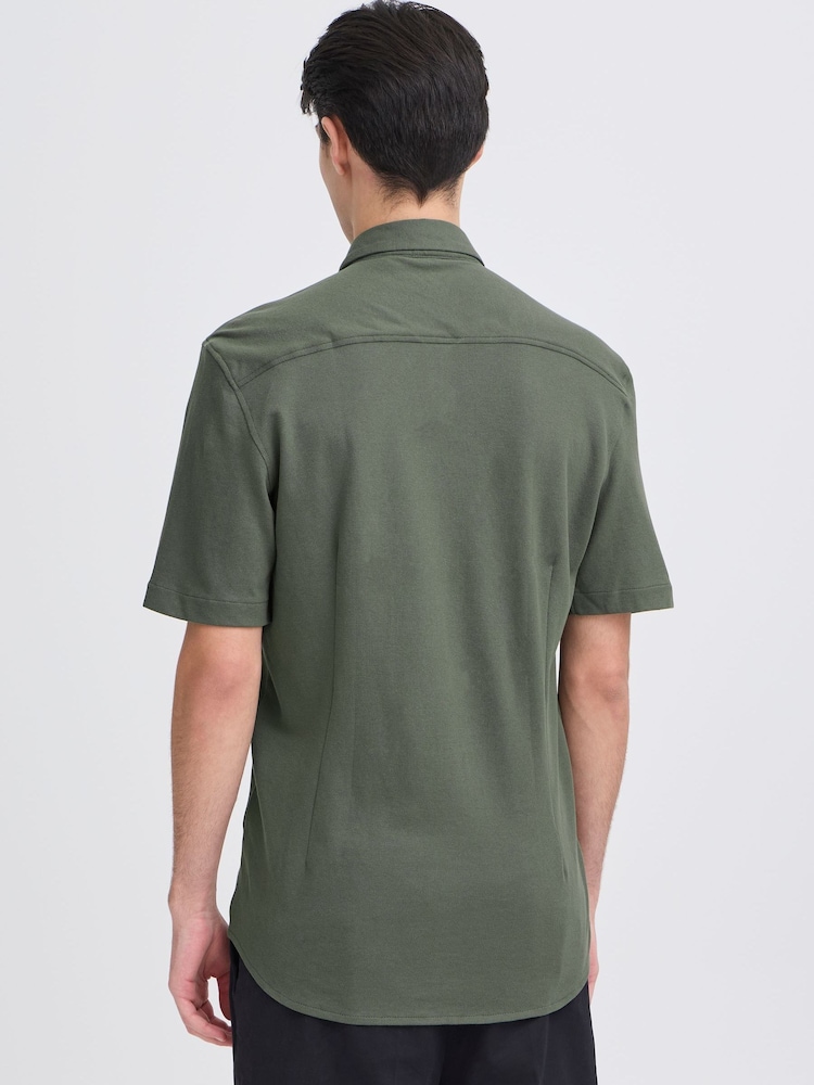 Casual Friday Green Folke Short Sleeve Pique Shirt - Image 2 of 8