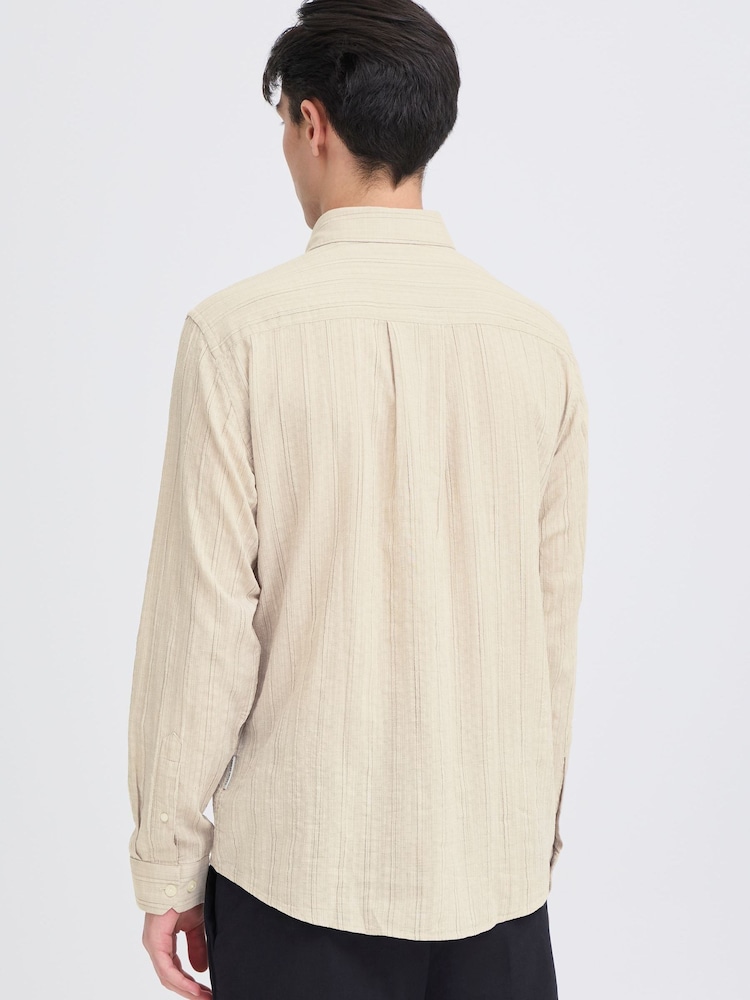 Casual Friday Natural Hedman Long Sleeve Dobby Striped Shirt - Image 2 of 6