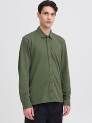 Casual Friday Green Arthur Pique Jersey Long Sleeve Shirt - Image 1 of 8