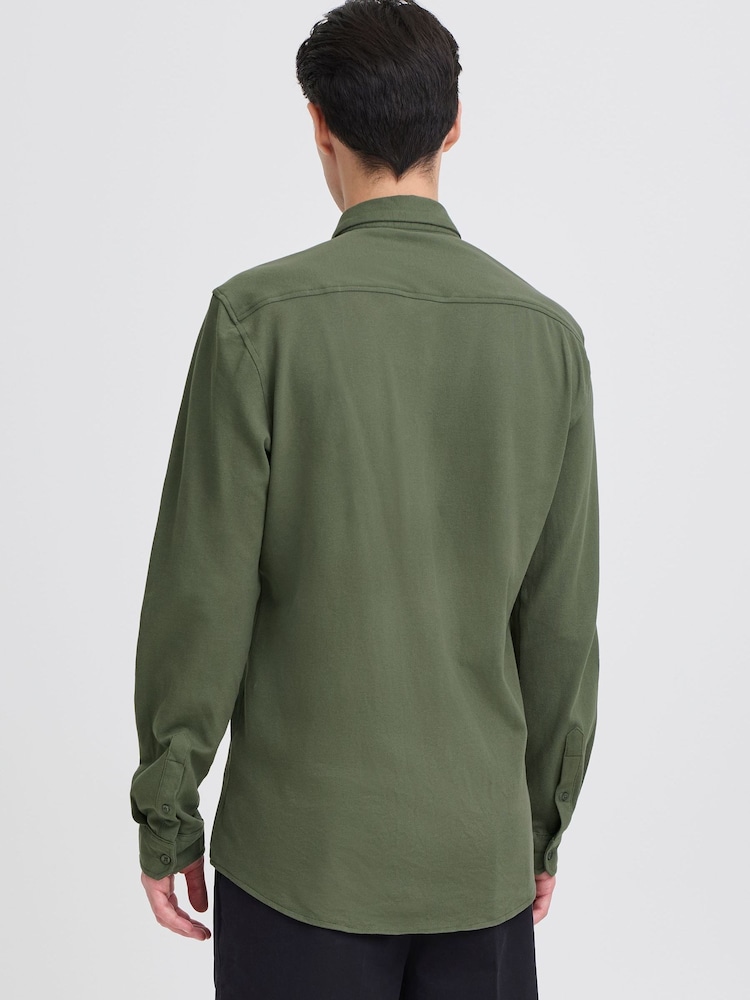 Casual Friday Green Arthur Pique Jersey Long Sleeve Shirt - Image 2 of 8