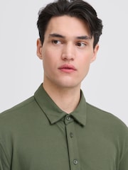 Casual Friday Green Arthur Pique Jersey Long Sleeve Shirt - Image 5 of 8