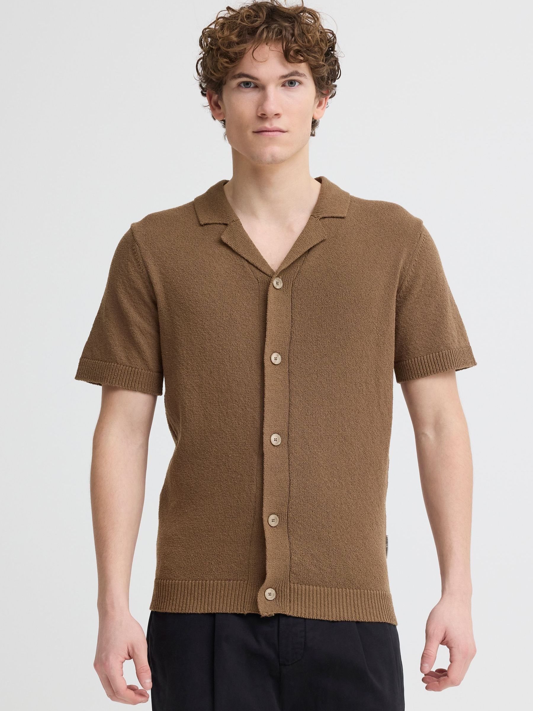 Casual Friday Men's Brown Lindholm Regular Fit Resort Knit Shirt