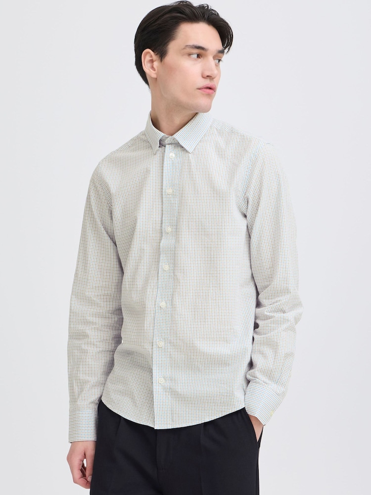 Casual Friday Blue Jonsson Long Sleeve Checked Shirt - Image 1 of 8