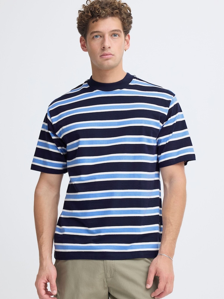 Casual Friday Blue Moberg Relaxed Striped T-Shirt - Image 1 of 8 Casual Friday Blue Moberg Relaxed Striped T-Shirt - Image 1 of 8