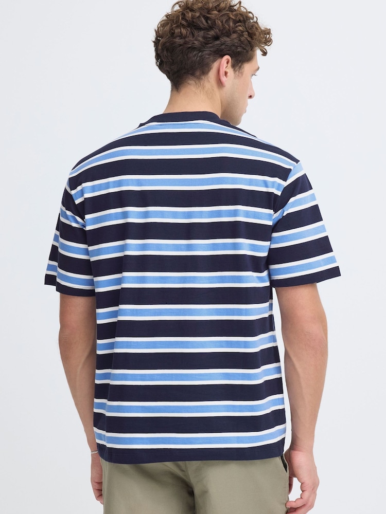 Casual Friday Blue Moberg Relaxed Striped T-Shirt - Image 2 of 8 Casual Friday Blue Moberg Relaxed Striped T-Shirt - Image 2 of 8