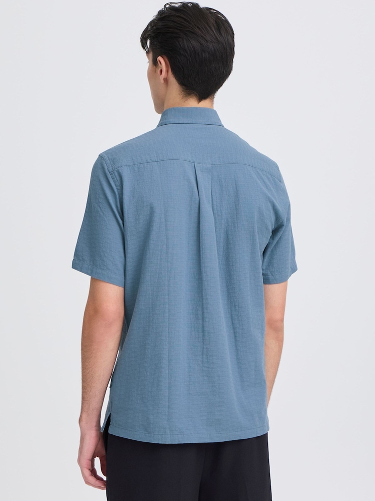 Casual Friday Blue Aaberg Short Sleeve Structured Shirt - Image 2 of 8