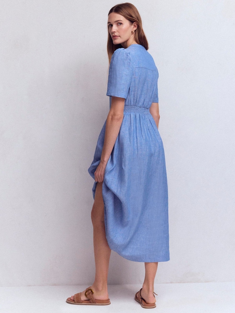 boden eve linen midi dress Boden Eve Linen Midi Dresspop Pansy in Pink