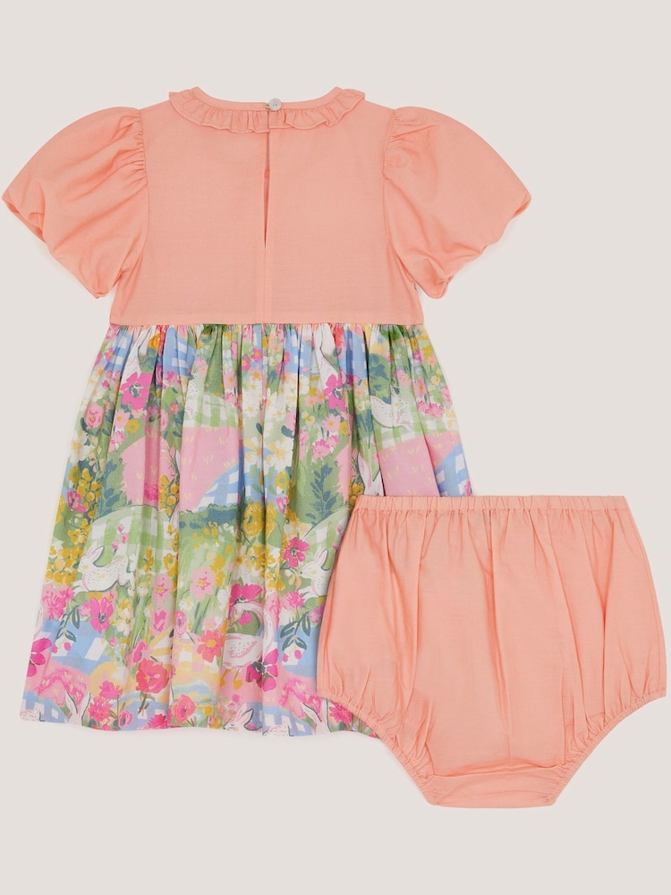 Monsoon Pink Baby Bunny Print Dress & Underwear Set - Image 2 of 3