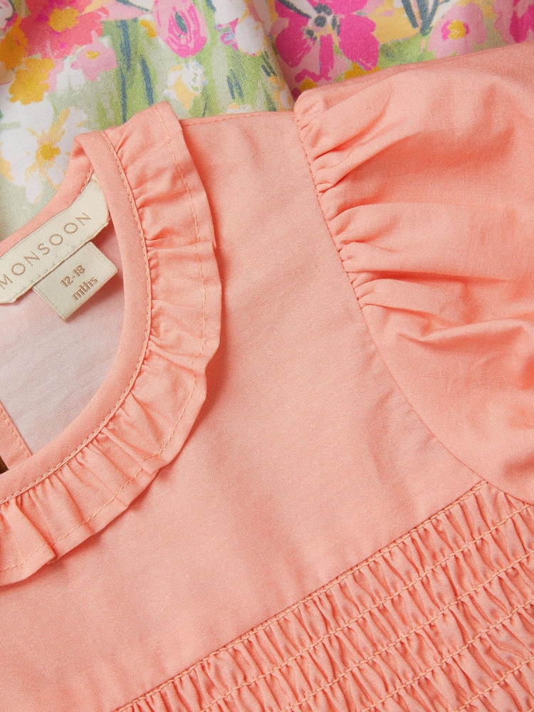 Monsoon Pink Baby Bunny Print Dress & Underwear Set - Image 3 of 3