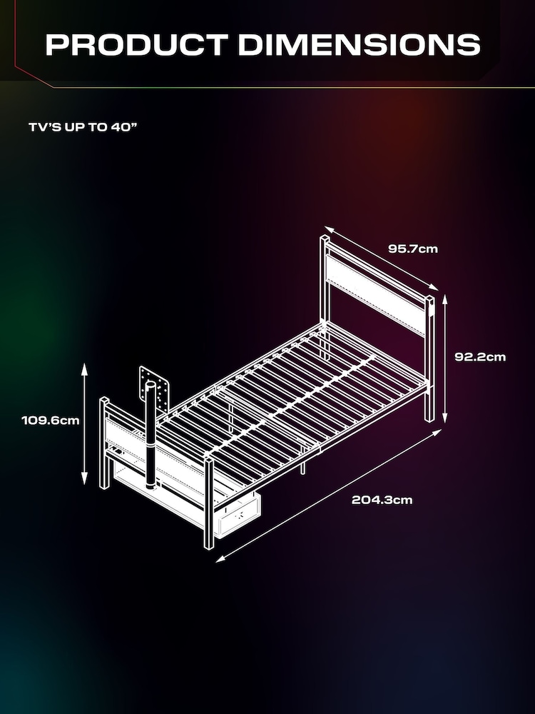 X Rocker White Basecamp RGB Bed with App Controlled LED - Image 6 of 6