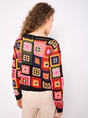 Negru - Cardigan croșetat cu pătrate colorate Apricot - Imaginea 2 din 5