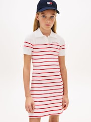 Rot - Tommy Hilfiger Logo Embroidery Short Sleeve Jumper Dress - Bild 2 von 5