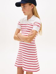 Rot - Tommy Hilfiger Logo Embroidery Short Sleeve Jumper Dress - Bild 4 von 5