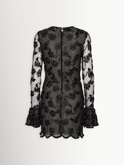 Rotate Black Flower Mesh Mini Dress - Image 4 of 5