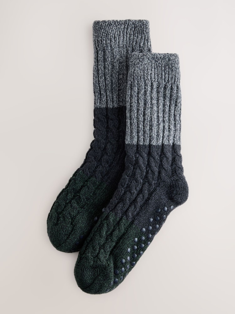 Navy Blue Slipper Socks With Grippers 1 Pack - Image 1 of 3