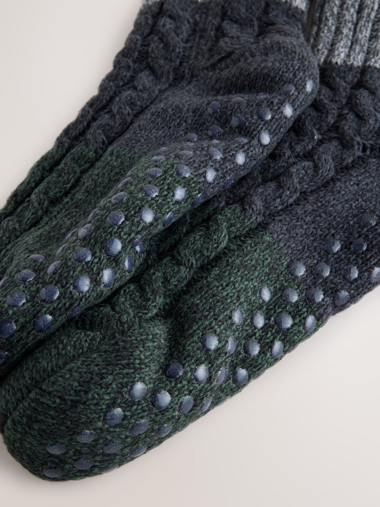 Navy Blue Slipper Socks With Grippers 1 Pack - Image 2 of 3