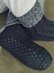 Navy Blue Slipper Socks With Grippers 1 Pack - Image 5 of 8