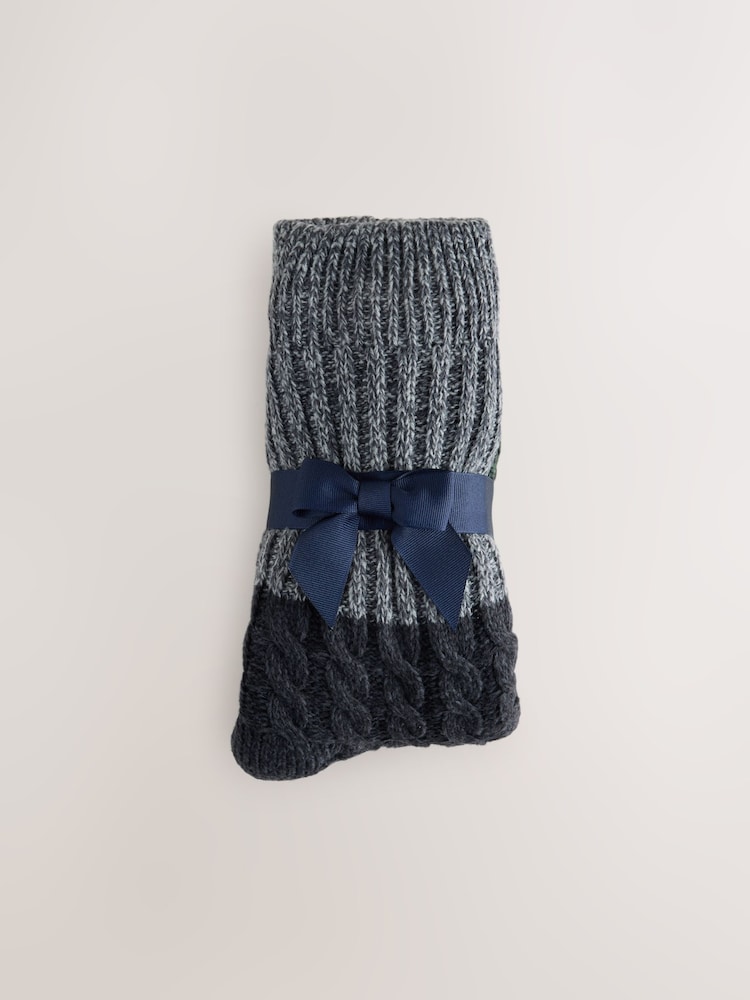 Navy Blue Slipper Socks With Grippers 1 Pack - Image 8 of 8