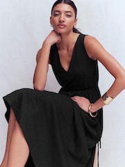 Boden Black Mia V-Neck Jersey Midi Dress - Image 1 of 5