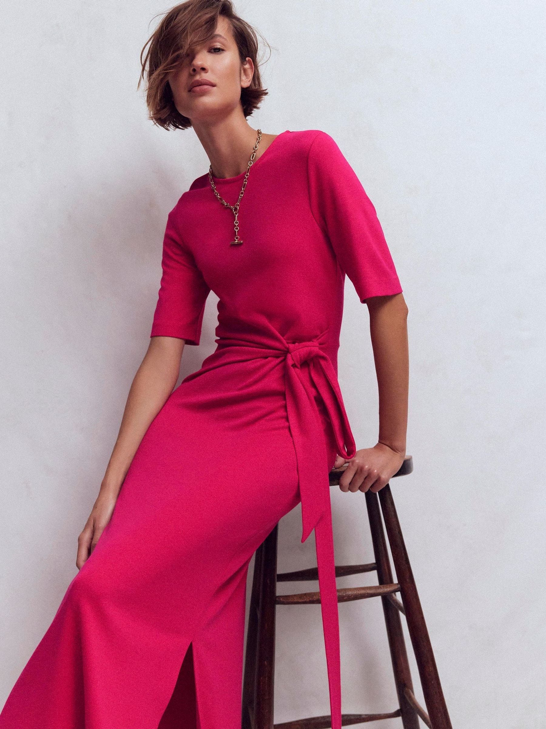 Buy Boden Pink Zinnia Tie Ponte Midi Dress from Next USA Buy Boden Pink Zinnia Tie Ponte Midi Dress from Next USA