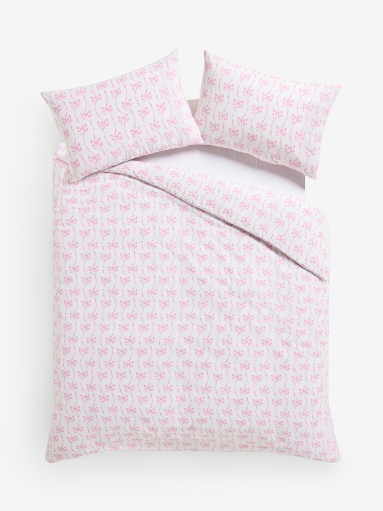 Cath Kidston Pink Ribbon and Bows 100% Cotton Duvet Cover and Pillowcase Set - Image 1 of 1 Cath Kidston Pink Ribbon and Bows 100% Cotton Duvet Cover and Pillowcase Set - Image 1 of 1