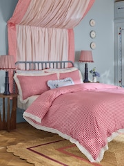 Cath Kidston Red Painted Gingham Broderie Trim 100% Cotton Duvet Cover and Pillowcase Set - Image 2 of 5