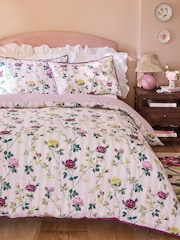 Cath Kidston Pink Climbing Rose Stripe 100% Cotton Duvet Cover and Pillowcase Set - Image 1 of 7