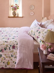 Cath Kidston Pink Climbing Rose Stripe 100% Cotton Duvet Cover and Pillowcase Set - Image 3 of 7