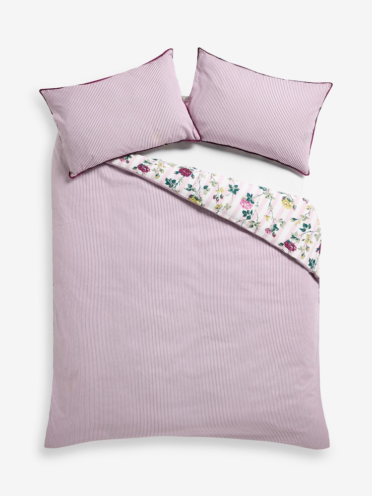 Cath Kidston Pink Climbing Rose Stripe 100% Cotton Duvet Cover and Pillowcase Set - Image 7 of 7 Cath Kidston Pink Climbing Rose Stripe 100% Cotton Duvet Cover and Pillowcase Set - Image 7 of 7