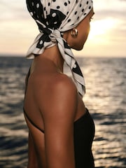 Mango Black Polka Dot Satin Scarf - Image 1 of 4