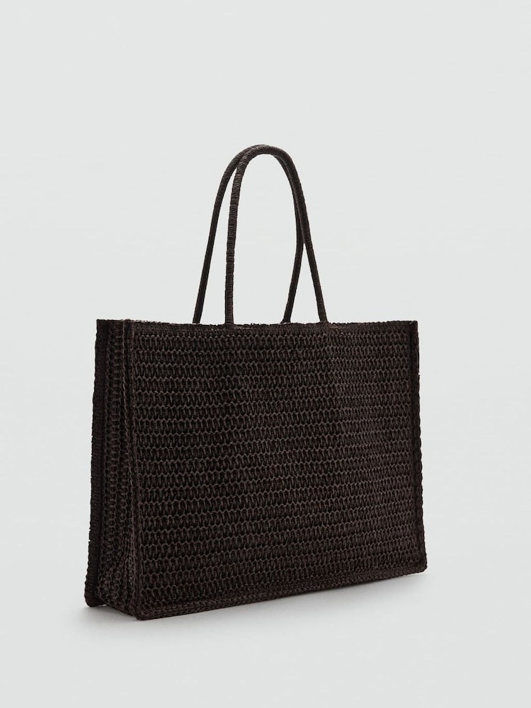 Mango Brown Straw Tote Bag - Image 1 of 3