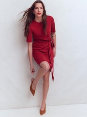 Boden Red Zinnia Tie Ponte Short Dress - Image 1 of 6