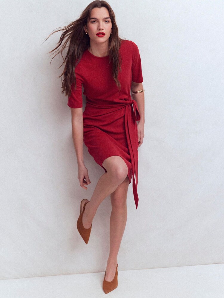 Boden Red Zinnia Tie Ponte Short Dress - Image 1 of 6