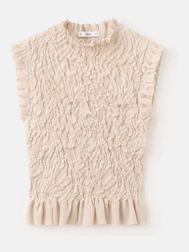 Mango Cream Sleeveless Scrunched Top - Image 4 of 4