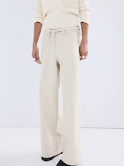 Mango Cream Tie Waist Wide Leg Jeans - Image 1 of 5