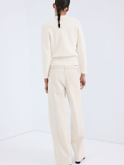 Mango Cream Tie Waist Wide Leg Jeans - Image 3 of 5