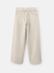 Mango Cream Tie Waist Wide Leg Jeans - Image 5 of 5
