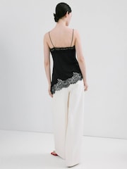 Mango Black Strappy Lace Asymetric Hem Cami - Image 2 of 5