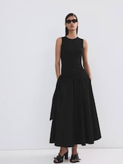 Mango Black Scarf Wrap Detail Midi Skirt - Image 1 of 6