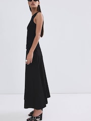 Mango Black Scarf Wrap Detail Midi Skirt - Image 3 of 6