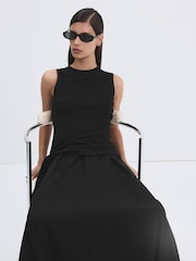 Mango Black Scarf Wrap Detail Midi Skirt - Image 5 of 6