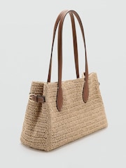 Mango Brown Straw Shoulder Bag - Image 3 of 4